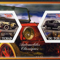 Chad 2014 Classic Cars #1 imperf sheetlet containing two hexagonal-shaped values unmounted mint