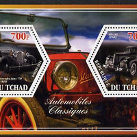 Chad 2014 Classic Cars #2 perf sheetlet containing two hexagonal-shaped values unmounted mint