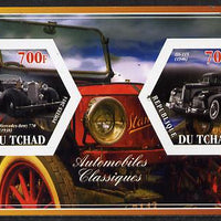 Chad 2014 Classic Cars #2 imperf sheetlet containing two hexagonal-shaped values unmounted mint