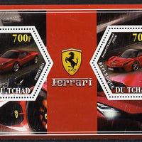 Chad 2014 Ferrari Cars #1 perf sheetlet containing two hexagonal-shaped values unmounted mint