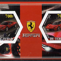 Chad 2014 Ferrari Cars #1 imperf sheetlet containing two hexagonal-shaped values unmounted mint