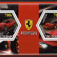 Chad 2014 Ferrari Cars #2 perf sheetlet containing two hexagonal-shaped values unmounted mint