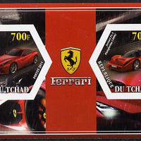 Chad 2014 Ferrari Cars #2 imperf sheetlet containing two hexagonal-shaped values unmounted mint