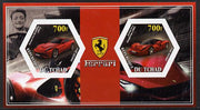 Chad 2014 Ferrari Cars #2 imperf sheetlet containing two hexagonal-shaped values unmounted mint