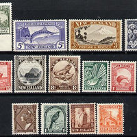 New Zealand 1936-42 Pictorial definitive set complete, 14 values with multiple watermark mounted mint SG 577-90c