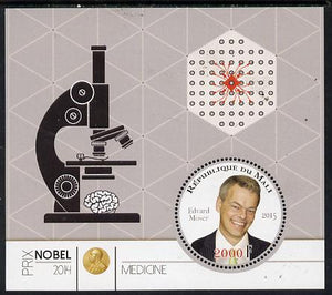 Mali 2015 Nobel prize for Medicine - Edvard Moser perf sheet containing one circular shaped value unmounted mint