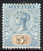 Tasmania 1892-99 QV Key Plate 5d pale blue & brown mounted mint SG 218