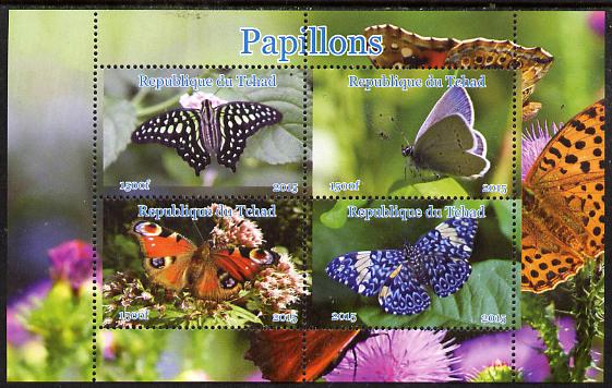 Chad 2015 Butterflies #1 perf sheetlet containing 4 values unmounted mint. Note this item is privately produced and is offered purely on its thematic appeal, it has no postal validity