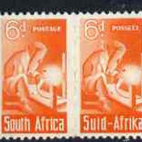 South Africa 1942-44 KG6 War Effort (reduced size) 6d Electric Welding pair unmounted mint, SG 102