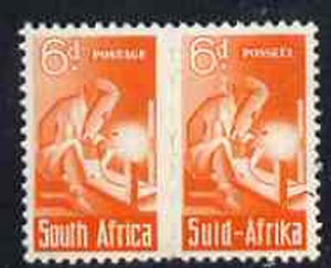 South Africa 1942-44 KG6 War Effort (reduced size) 6d Electric Welding pair unmounted mint, SG 102