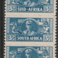 South Africa 1942-44 KG6 War Effort (reduced size) 3d Women's Auxiliary Service triplet unmounted mint, SG 101