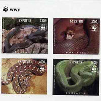 Buriatia Republic 1997 WWF - Snakes imperf sheetlet containing complete set of 4 unmounted mint