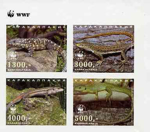 Karakalpakia Republic 1997 WWF - Reptiles imperf sheetlet containing complete set of 4 unmounted mint