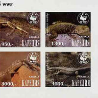 Karjala Republic 1997 WWF - Reptiles imperf sheetlet containing complete set of 4 unmounted mint