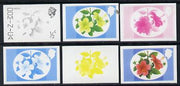 Dominica 1975-78 Hibiscus 1/2c set of 6 imperf progressive colour proofs comprising the 4 basic colours plus 2 & 3-colour composites (as SG 490) unmounted mint.