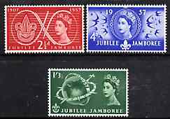 Great Britain 1957 World Scout Jamboree unmounted mint set of 3 SG 557-59