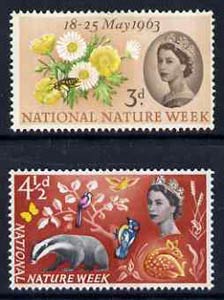 Great Britain 1963 Nature Week unmounted mint set of 2 (phosphor) SG 637-38p