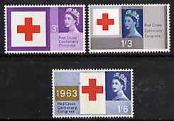 Great Britain 1963 Red Cross unmounted mint set of 3 (phosphor) SG 642p-44p