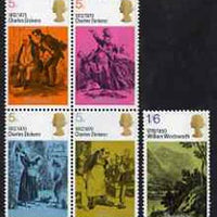 Great Britain 1970 Literary Anniversaries - Charles Dickens & William Wordsworth unmounted mint set of 5 SG 824-28