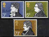 Great Britain 1971 Literary Anniversaries set of 3 unmounted mint, SG 884-86