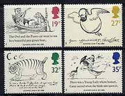 Great Britain 1988 Death Centenary of Edward Lear (Artist & Author) set of 4 unmounted mint, SG 1405-08