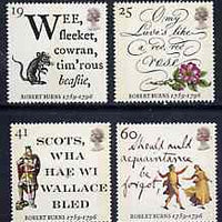 Great Britain 1996 Death Bicentenary of Robert Burns (Poet) set of 4 unmounted mint SG 1901-04