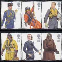 Great Britain 2008 Military Uniforms - RAF perf set of 6 (2 se-tenant strips of 3) unmounted mint SG 2862-67