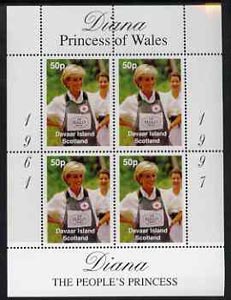 Davaar Island 1997 Diana, The People's Princess perf sheetlet containing 4 x 50p values (Wearing Red Cross Bullet-proof Vest) unmounted mint