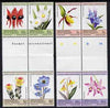 St Vincent - Grenadines 1985 Flowers (Leaders of the World) set of 8 in se-tenant gutter pairs (folded through gutters) from uncut archive proof sheet (SG 370-77) unmounted mint