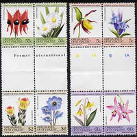 St Vincent - Grenadines 1985 Flowers (Leaders of the World) set of 8 in se-tenant gutter pairs (folded through gutters) from uncut archive proof sheet (SG 370-77) unmounted mint