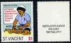 St Vincent 1987 Child Health $1 value opt'd World Population Control, with superb off-set of opt on reverse unmounted mint SG 1056var*