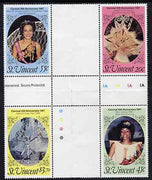 St Vincent 1987 10th Anniversary of Carnival set of 4 in se-tenant cross-gutter block (folded through gutters) from uncut archive proof sheet, SG 1066-69, some split perfs & wrinkles but a rare archive item