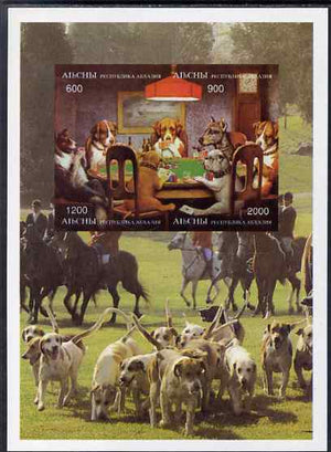 Abkhazia 1996 Aces High (Dog characters playing cards) imperf sheetlet containing complete set of 4 values unmounted mint