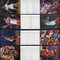 St Vincent - Bequia 1988 International Tennis Players set of 8 in se-tenant gutter pairs (folded through gutters) from uncut archive proof sheets unmounted mint