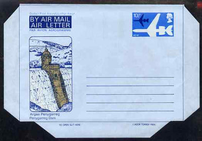 Aerogramme - Great Britain 1978? 10.5p Air Letter (VC10) featuring Penygarreg Dam, Conwy Castle & Rugby, unused and fine (folded along fold lines)