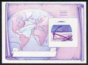 St Vincent - Bequia 1988 Explorers $5 m/sheet (Map & Anchor) imperf progressive proof in magenta & blue only unmounted mint.