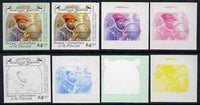 St Vincent - Bequia 1988 Explorers $4 (Ferdinand Magellan) set of 8 unmounted mint imperf progressive proofs comprising the 5 individual colours, plus 2, 4 and all 5-colour composites*.