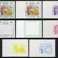 St Vincent - Bequia 1988 Explorers $2.00 (John Cabot) set of 8 unmounted mint imperf progressive proofs comprising the 5 individual colours, plus 2, 4 and all 5-colour composites*.