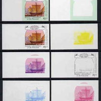 St Vincent - Bequia 1988 Explorers $1.75 (Cabot's The Matthew) set of 8 unmounted mint imperf progressive proofs comprising the 5 individual colours, plus 2, 4 and all 5-colour composites*.