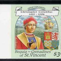 St Vincent - Bequia 1988 Explorers $3.00 (Christopher Columbus & Arms) imperf unmounted mint*.