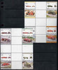 St Vincent - Bequia 1987 Cars #7 (Leaders of the World) set of 16 in se-tenant cross-gutter block (folded through gutters) from uncut archive proof sheet, some split perfs & wrinkles but a rare archive item unmounted mint