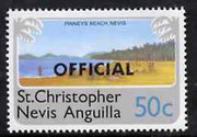 St Kitts-Nevis 1980 Pinney's Beach 50c from 'OFFICIAL' opt,set, SG O5 unmounted mint*