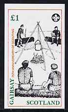 Gairsay 1982 75th Anniversary of Scouting imperf souvenir sheet (Campfire £1 value) unmounted mint