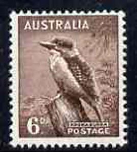 Australia 1948-56 Kookaburra 6d from no wmk def set unmounted mint, SG 230b*