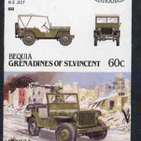 St Vincent - Bequia 1987 Cars #7 (Leaders of the World) 60c (1942 Willys MB Jeep) imperf se-tenant proof pair in issued colours from limited printing unmounted mint*