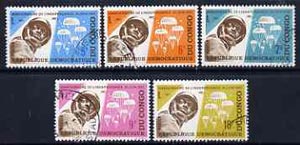 Congo - Kinshasa 1965 Fifth Anniversary of Independence set of 5 (Parachutist & Troops) cto used, SG 581-85