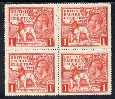 Great Britain 1924 KG5 Wembley Exhibition 1d red block of 4 mounted mint, SG 480