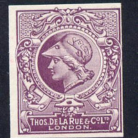 Cinderella - Great Britain 1911 De La Rue undenominated imperf Minerva Head dummy stamp in purple with part shaded background unmounted mint