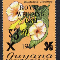 Guyana 1984 Surcharged $3.60 on $5 (black surch) on Royal Wedding overprint unmounted mint, SG 1353