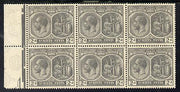 St Kitts-Nevis 1921-29 KG5 Script CA Medicinal Spring 2d slate-grey marginal block of 6, unmounted mint SG 41